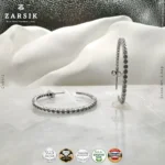 925 silver hoop earrings with cubic zirconia and rhodium plating