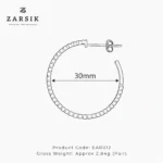 925 Silver Hoop Earrings with Cubic Zirconia – Rhodium-Plated Elegance - Image 5