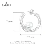 Luminous Halo 925 Sterling Silver Pearl Hoop Earrings | Rhodium Plated CZ Earrings