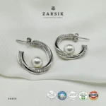 luminous-halo-freshwater-pearl-hoop-earrings in 925 Silver