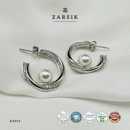 luminous-halo-freshwater-pearl-hoop-earrings in 925 Silver
