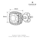 Midnight Aura 925 Sterling Silver Stud Earrings with Sapphire-Blue Stone & CZ Halo - Image 5