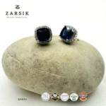Stud Earrings with Sapphire-Blue Stone
