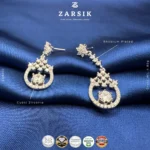 Ethereal Cascade 925 Silver CZ Drop Earrings in rhodium-plated 925 sterling silver