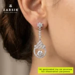 Ethereal Cascade 925 Silver CZ Drop Earrings – Rhodium-Plated, Made in Thailand - Image 2