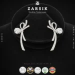 Radiant Ribbon Drop Earrings in 925 Silver with CZ - Image 3