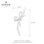 Radiant Ribbon Drop Earrings in 925 Silver with CZ - Image 4