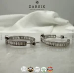 Radiant Trilogy 925 Silver CZ Huggie Earrings – Rhodium Plated - Image 3