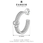 Radiant Trilogy 925 Silver CZ Huggie Earrings – Rhodium Plated - Image 5