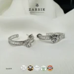 Trilogy 925 Silver CZ Huggie Earrings