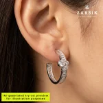Radiant Trilogy 925 Silver CZ Huggie Earrings – Rhodium Plated - Image 2
