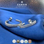 Radiant 925 Silver CZ Hoop Earrings with continuous Cubic Zirconia stones