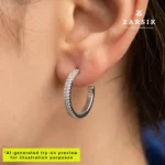 Radiant 925 Silver CZ Hoop Earrings – Rhodium-Plated Luxury from Thailand - Image 2