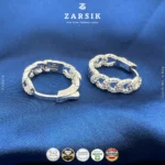 Luminous Link Hoops – Premium 925 Silver Cubic Zirconia Earrings - Image 2