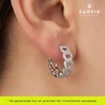 Luminous Link Hoops – Premium 925 Silver Cubic Zirconia Earrings - Image 3