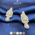 Radiant Teardrop Bloom Earrings - 925 Sterling Silver with CZ & Rhodium Plating - Image 3