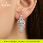 Radiant Teardrop Bloom Earrings - 925 Sterling Silver with CZ & Rhodium Plating - Image 2