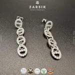 Radiant Link Luxe Earrings – 925 Silver CZ Chain-Link Drop Earrings - Image 4