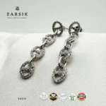 925 Silver Chain Link Drop Earrings with Cubic Zirconia - Image 5