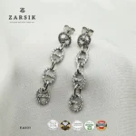 925 Silver Chain Link Drop Earrings with Cubic Zirconia - Image 6