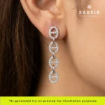 Radiant Link Luxe Earrings – 925 Silver CZ Chain-Link Drop Earrings - Image 2