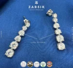 Luminous Linea 925 sterling silver CZ drop earrings with rhodium plating