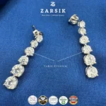 Luminous Linea 925 sterling silver CZ drop earrings with rhodium plating