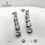Luminous Linea CZ Drop Earrings in 925 Rhodium-Plated Sterling Silver - Image 6