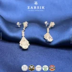 Radiant Pear Cascade CZ Drop Earrings in 925 Silver - Image 4