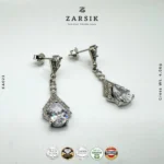 Radiant Pear Cascade CZ Drop Earrings in 925 silver with pear and round Cubic Zirconia