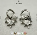 Heart Halo 925 Silver Hoop Earrings – Rhodium Plated, Made in Thailand - Image 3
