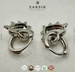 Heart Halo 925 Silver Hoop Earrings – Rhodium Plated, Made in Thailand - Image 4