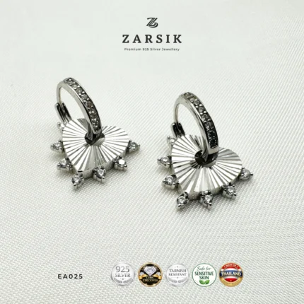 Heart Halo 925 Silver Hoop Earrings