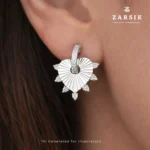 Heart Halo 925 Silver Hoop Earrings – Rhodium Plated, Made in Thailand - Image 2