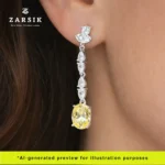 Sunshine Yellow Cascade Earrings in 925 Silver with Cubic Zirconia - Image 2