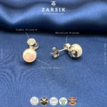 Blush Aura 925 sterling silver stud earrings with freshwater pearls and sparkling Cubic Zirconia accents