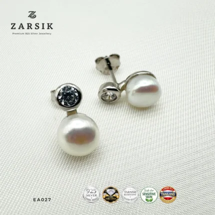 Blush Aura 925 Sterling Silver Freshwater Pearl Stud Earrings