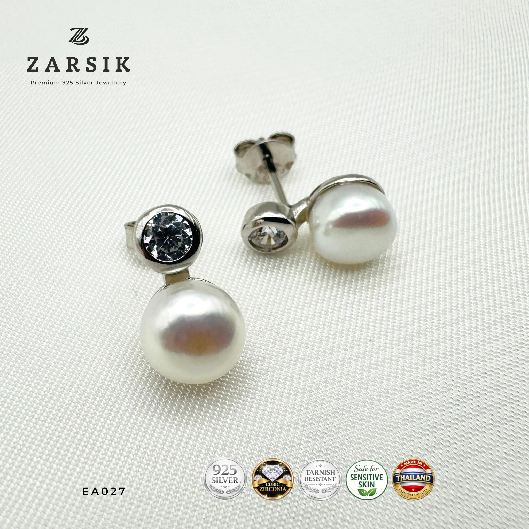 EA027 - Blush Aura 925 Sterling Silver Freshwater Pearl Stud Earrings Blush Aura 925 Sterling Silver Freshwater Pearl Stud Earrings