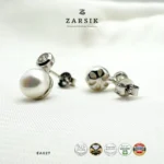 Blush Aura 925 Sterling Silver Freshwater Pearl Stud Earrings - Image 4