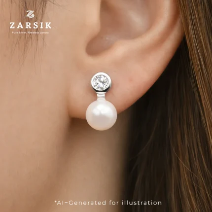 Try on image for Blush Aura 925 Sterling Silver Freshwater Pearl Stud Earrings