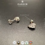 925 silver teardrop halo stud earrings with clear Cubic Zirconia and rhodium plating
