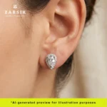 Teardrop Halo Stud Earrings with Cubic Zirconia - Thai Rhodium Plated 925 Silver - Image 2