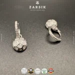 925 Silver Turtle Shell Sphere Hoop Earrings with Cubic Zirconia - Image 3