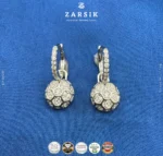 925 Silver Turtle Shell Sphere Hoop Earrings with Cubic Zirconia - Image 4