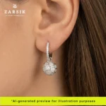 925 Silver Turtle Shell Sphere Hoop Earrings with Cubic Zirconia - Image 2