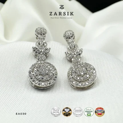 Geometric CZ Drop Earrings