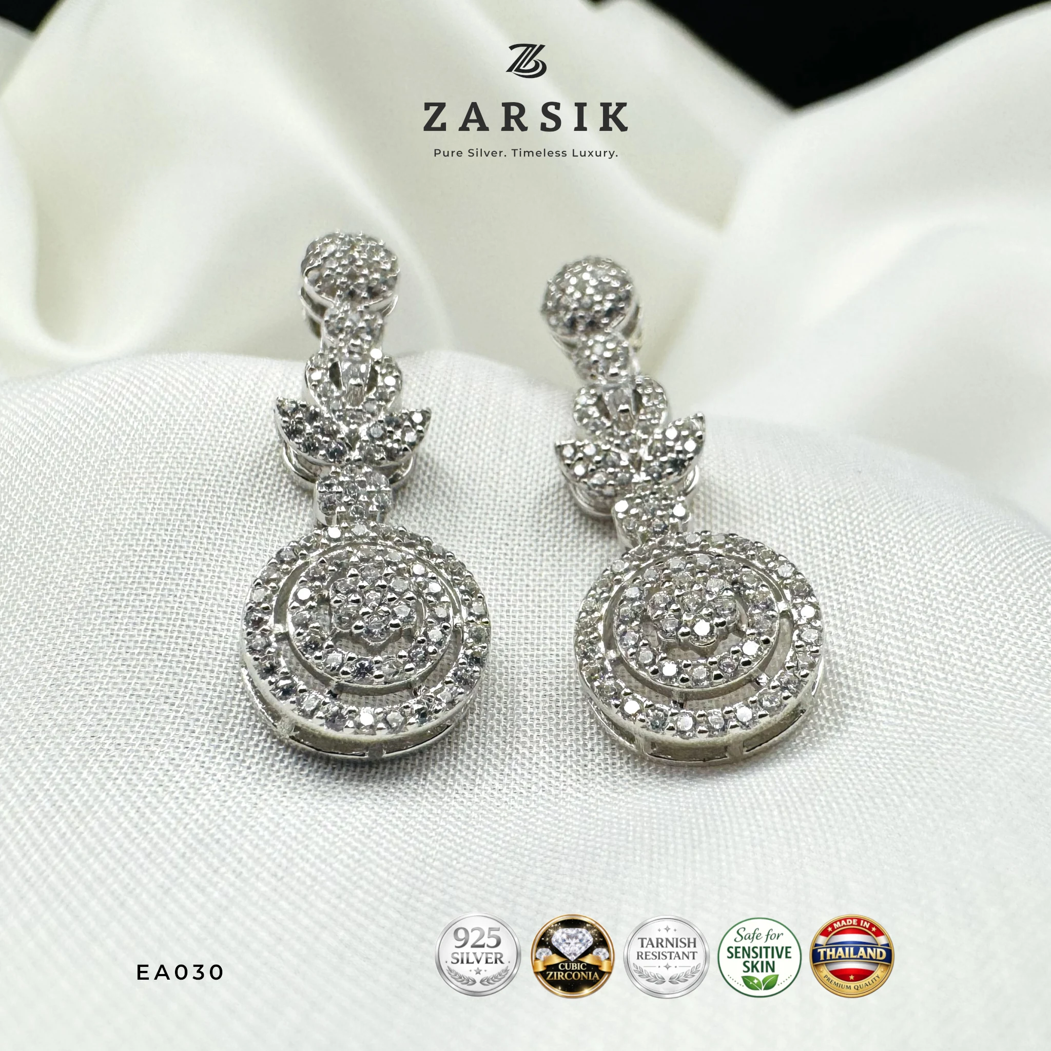EA030 - Geometric CZ Drop Earrings Geometric CZ Drop Earrings