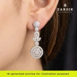 925 Silver Geometric CZ Drop Earrings – Rhodium-Plated, Thai-Crafted - Image 2