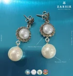 Vintage Marcasite & Freshwater Pearl Drop Earrings in 925 Silver - Image 3