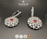 Multi Layer Sparkle Heart Cut Earrings – Rhodium Plated 925 Silver - Image 3